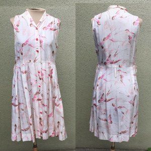 Sweet Bird Print Vintage Shirtwaist Frock